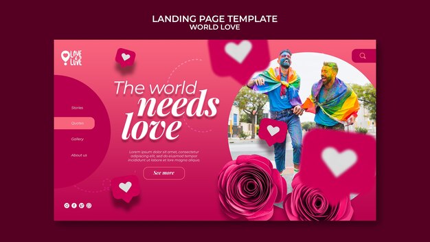 world love landing page design template