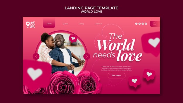 World love landing page design template