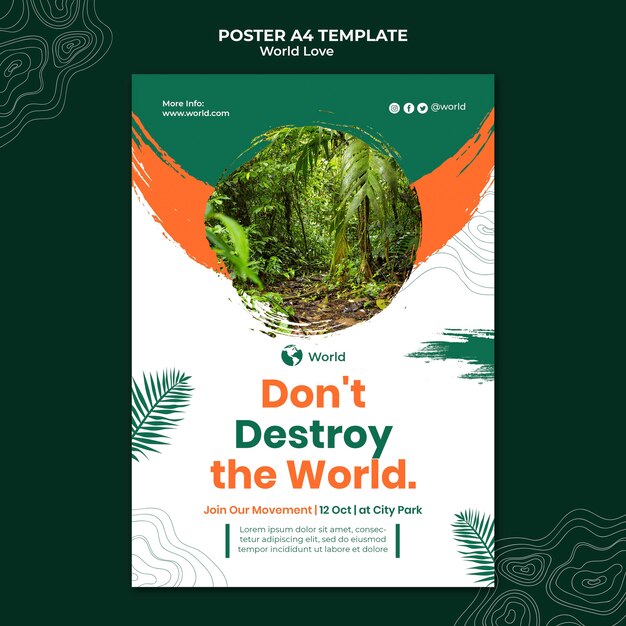 world love poster design template