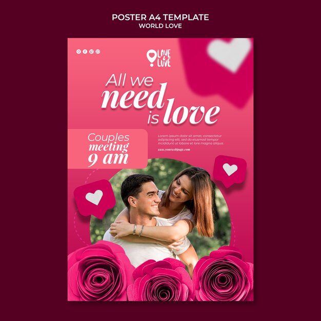 World love poster design template