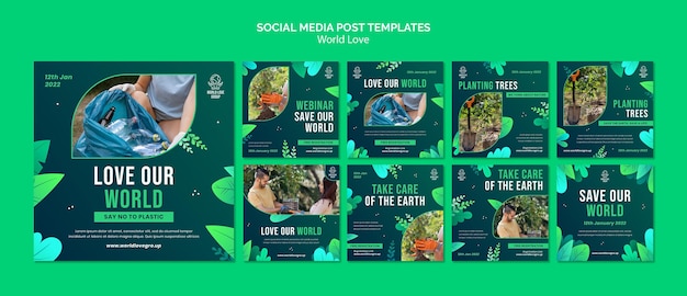 World love social media design template