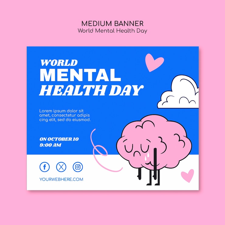 Free PSD world mental health day celebration template