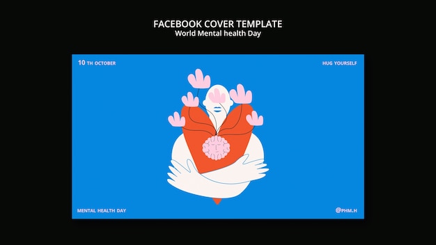 無料PSD 世界メンタルヘルスデーfacebookカバーテンプレート