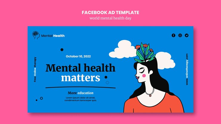 Free PSD world mental health day facebook template