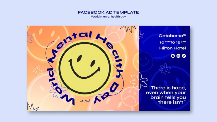 Free PSD world mental health day facebook template