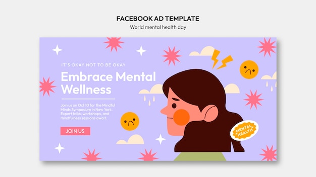 World mental health day  facebook template