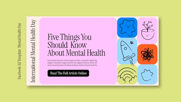 Free PSD world mental health day  facebook template