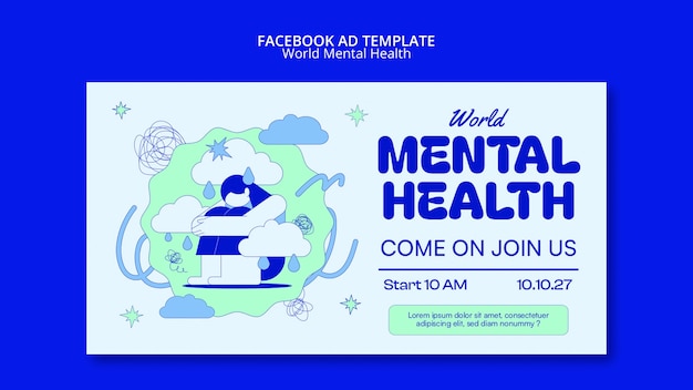 World mental health day facebook  template