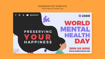 Free PSD world mental health day facebook  template