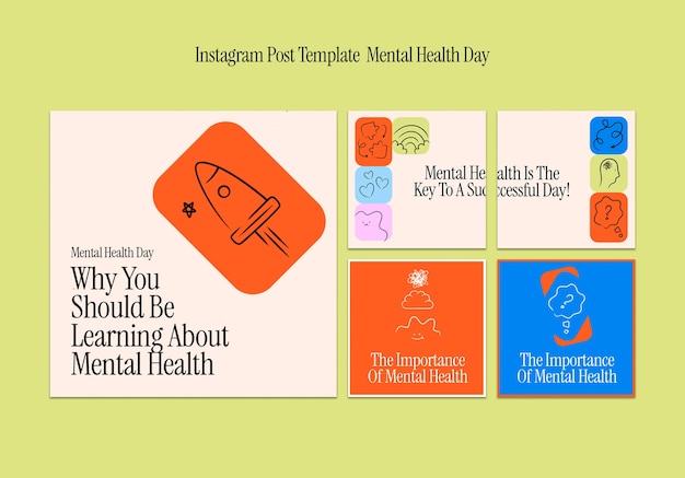 Free PSD world mental health day  instagram posts