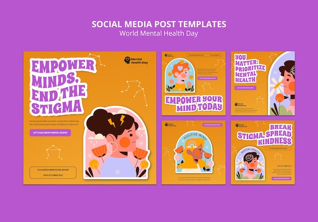 Free PSD world mental health day instagram posts