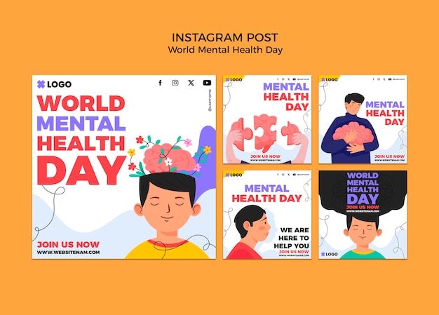 Free PSD world mental health day instagram posts