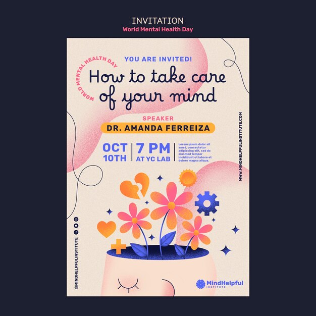 World mental health day invitation template