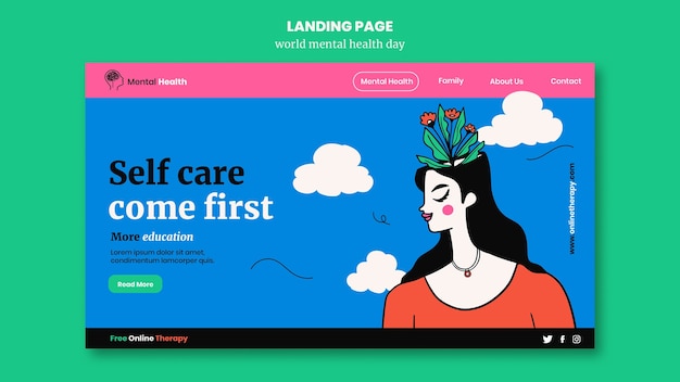 World mental health day landing page template