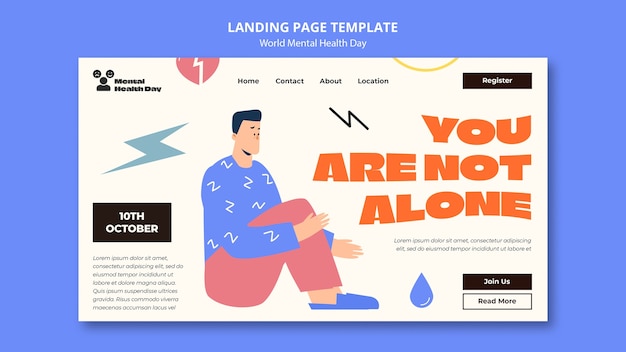 Free PSD world mental health day landing page  template