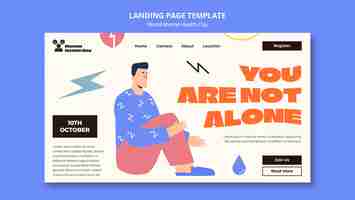 Free PSD world mental health day landing page  template