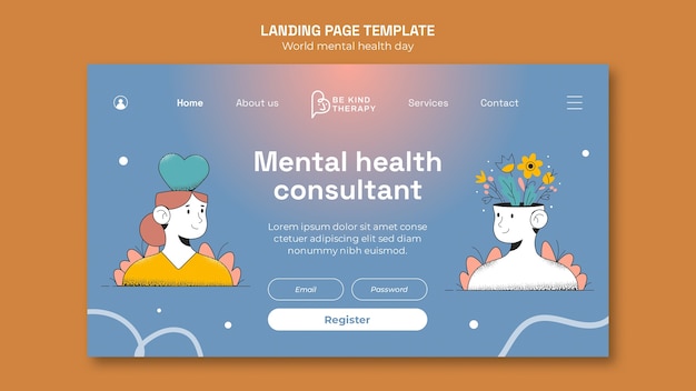 Free PSD world mental health day landing page