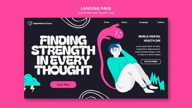 Free PSD world mental health day landing page