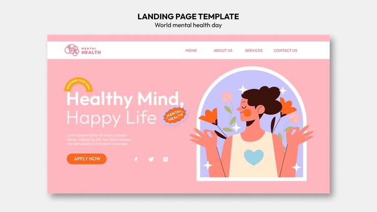 Free PSD world mental health day landing page
