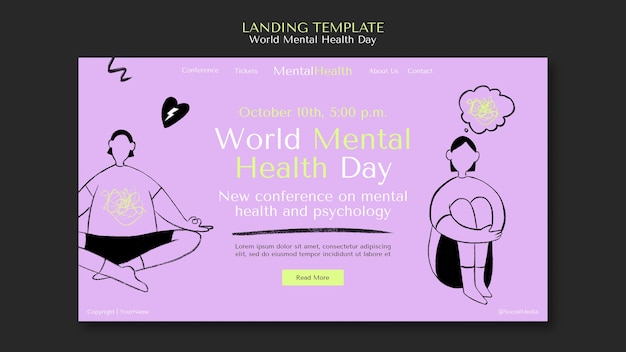 Free PSD world mental health day landing page