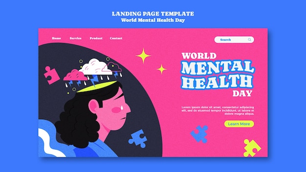 Free PSD world mental health day landing page