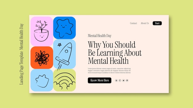 Free PSD world mental health day landing page