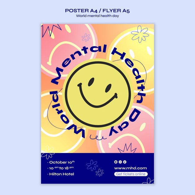 World mental health day poster template