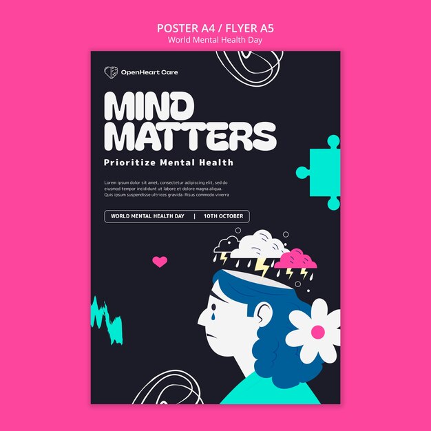 world mental health day poster template
