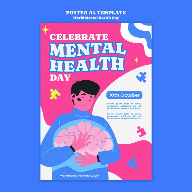 world mental health day  poster template