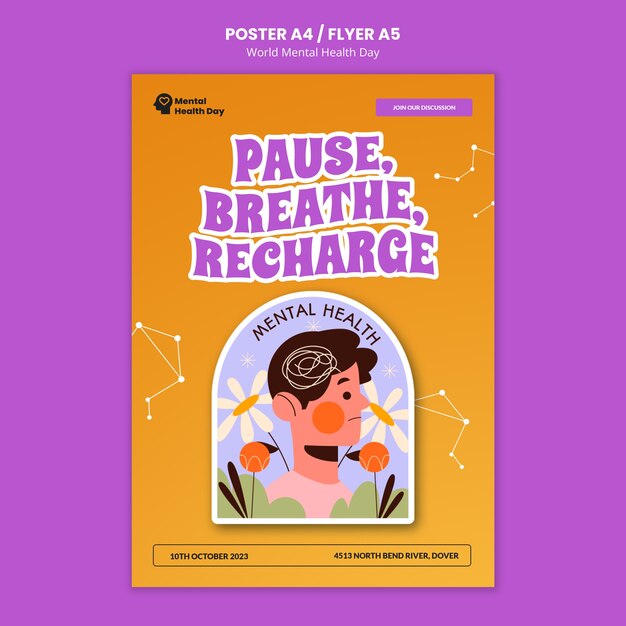 world mental health day poster template