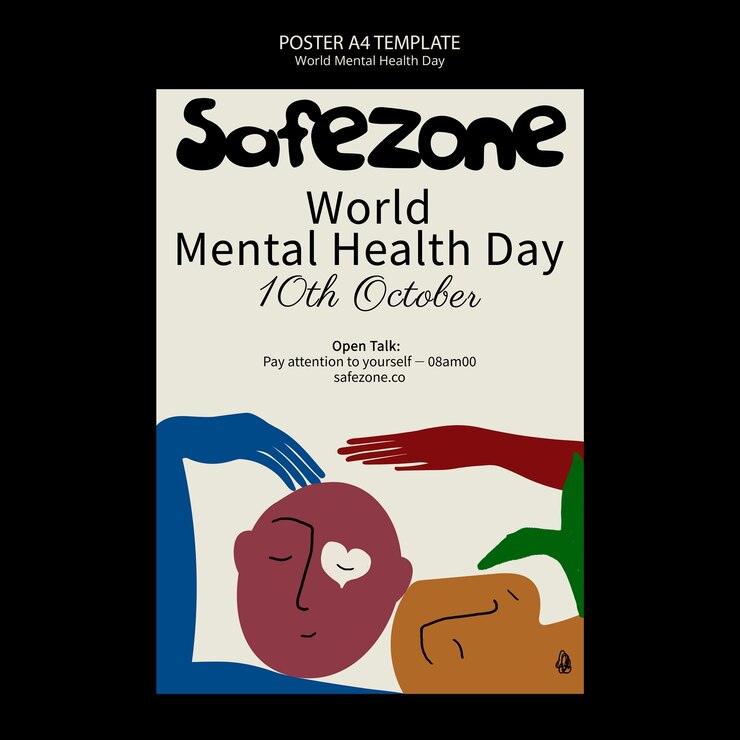Free PSD world mental health day poster template