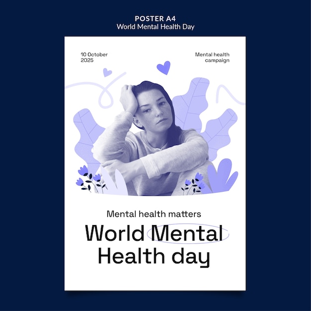 World mental health day poster template