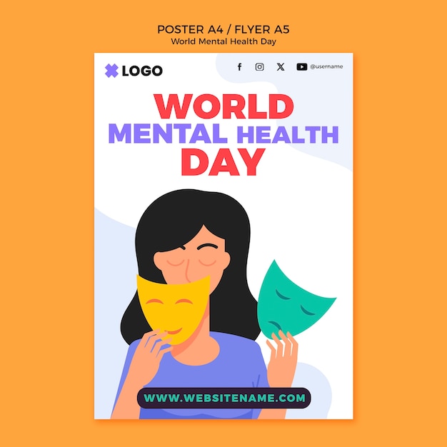 Free PSD world mental health day poster template