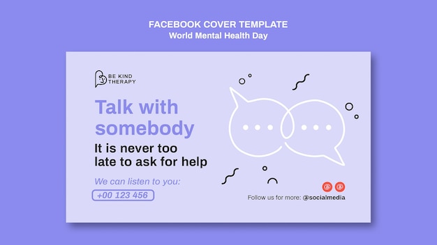 World mental health day social media cover template