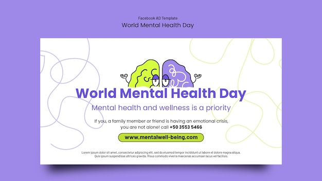 PSD gratuito modello di progettazione della giornata mondiale della salute mentale