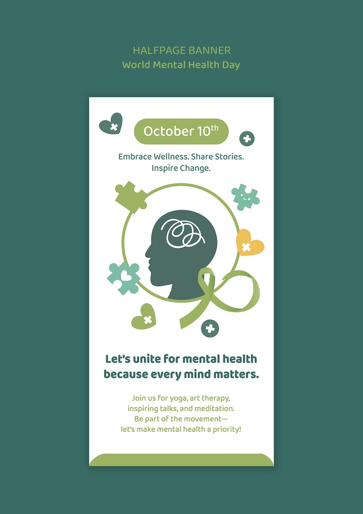 Free PSD world mental health day template design