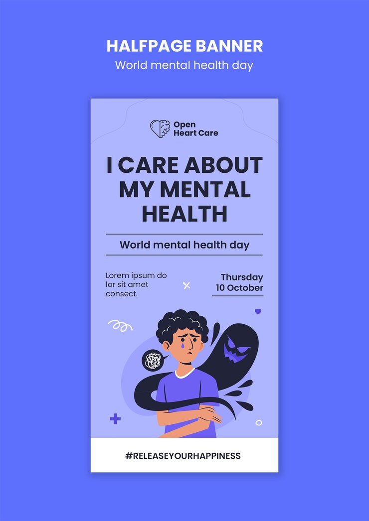 Free PSD world mental health day template design