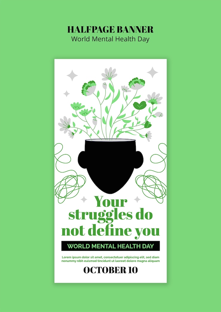 Free PSD world mental health day template design