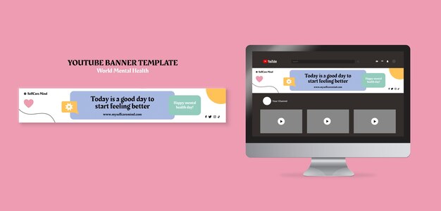 World mental health day youtube banner template