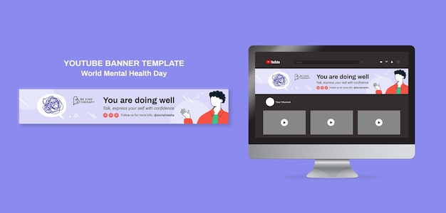 World mental health day youtube banner template