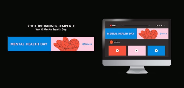 Free PSD world mental health day youtube banner template