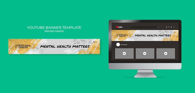 Free PSD world mental health day youtube banner template