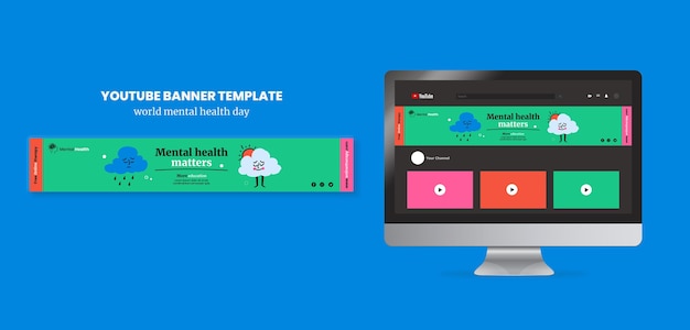 無料PSD 世界メンタルヘルスデーのyoutubeバナー