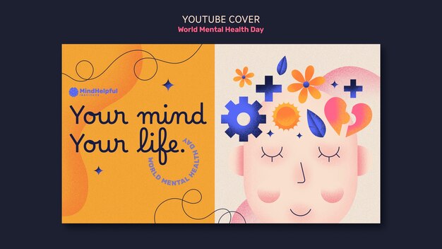 Шаблон обложки youtube Всемирного дня психического здоровья