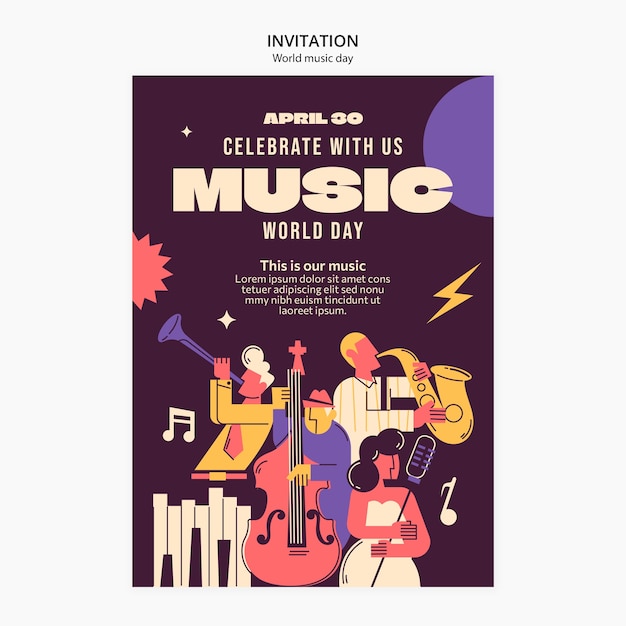 world music day celebration invitation template