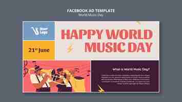 Free PSD world music day facebook template