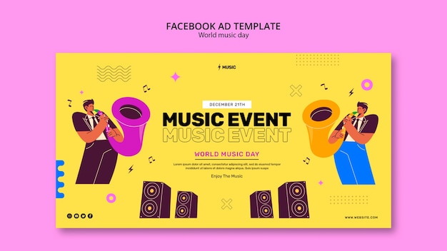 Modello facebook per la giornata mondiale della musica