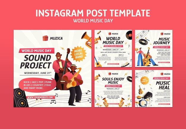 world music day  instagram posts template