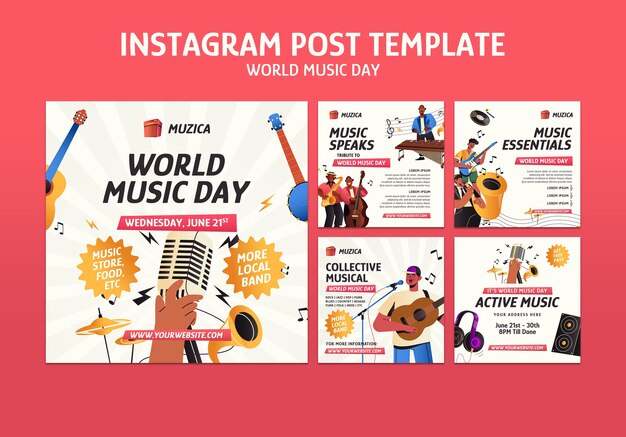 world music day  instagram posts template