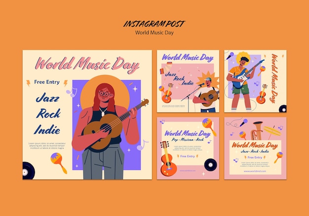 Free PSD world music day instagram posts